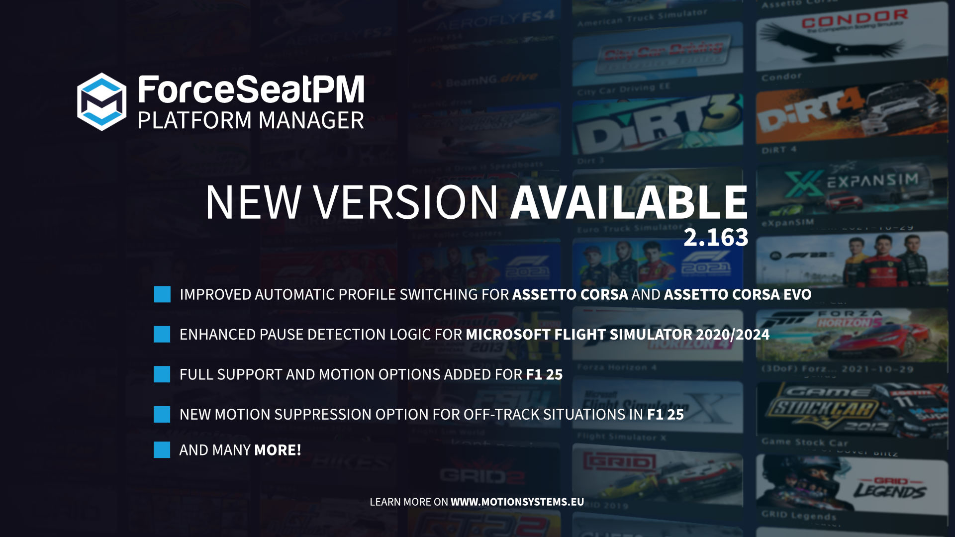ForceSeatPM - Version 2.163 Released