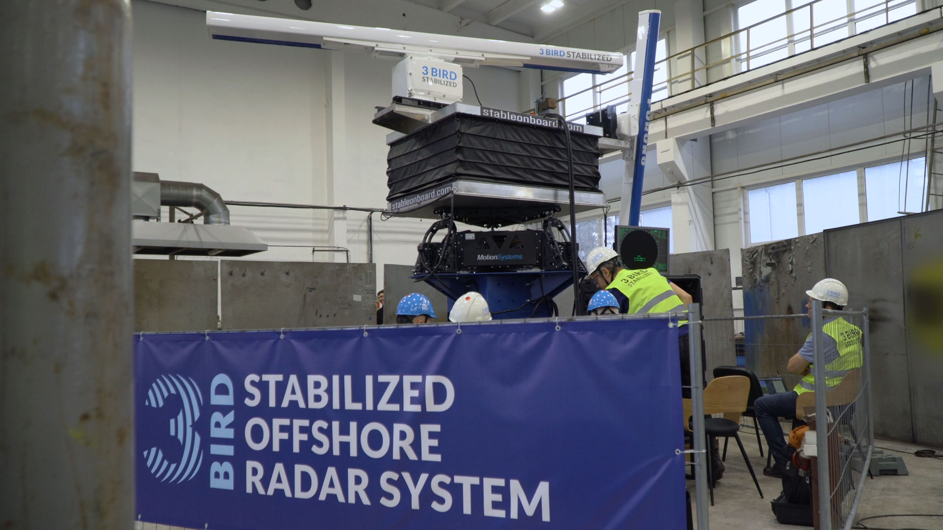 Radar test structure loaded with ballast weights on the platform