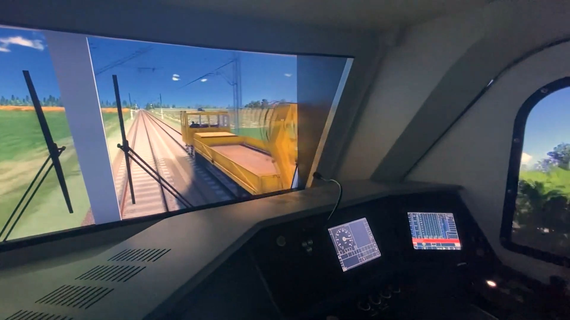 Simulated track view from the cab of the UTK train driver simulator
