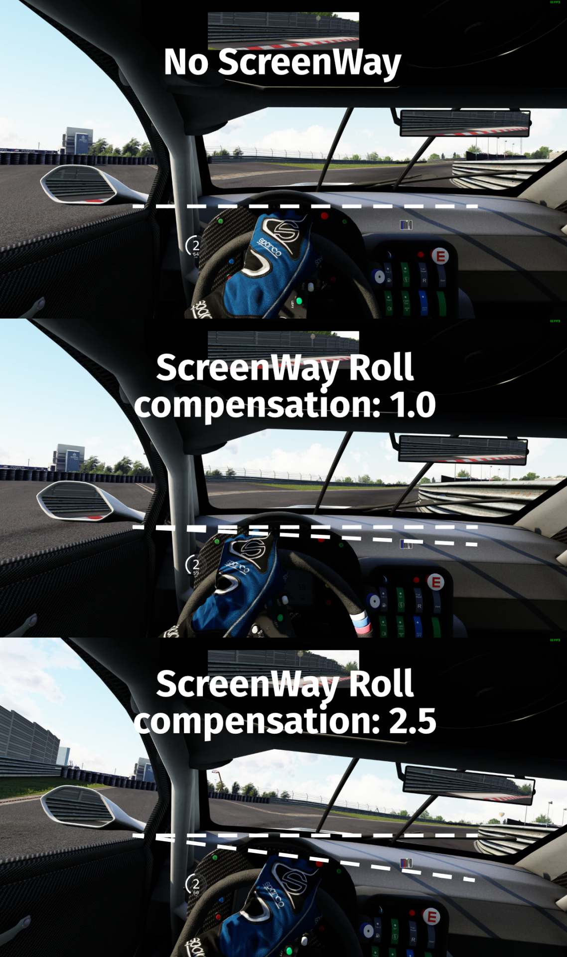 ScreenWay locking the in-game camera to the live platform attitude on a stationary monitor