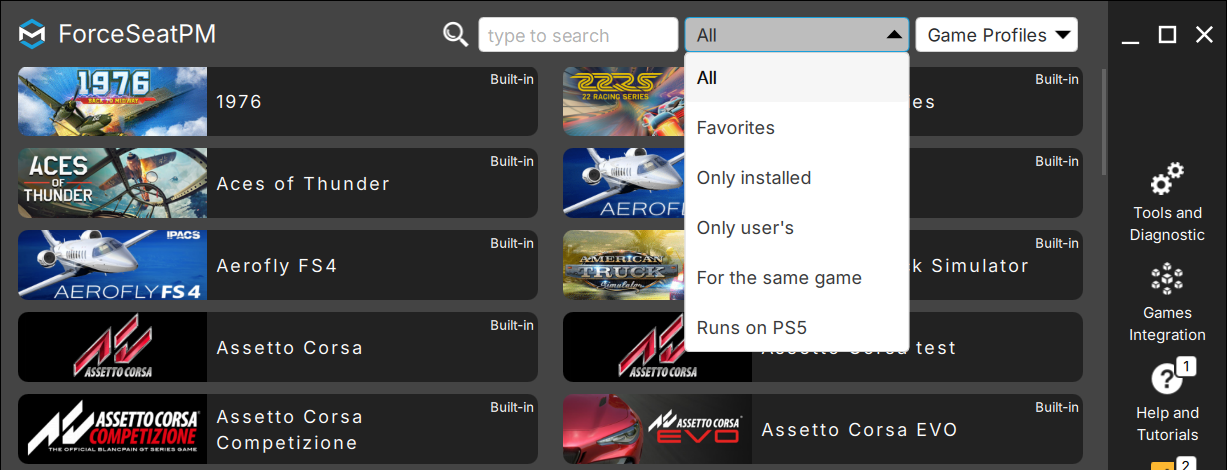 Filtering profiles