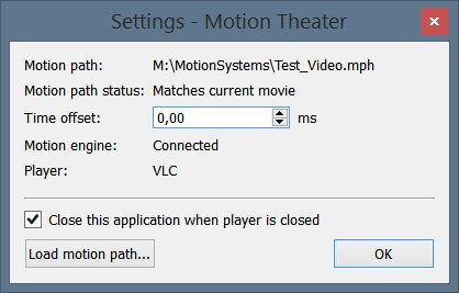 Motion Theater status shown in the system tray