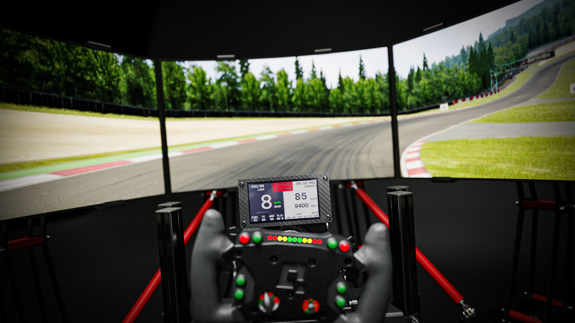 QS-S25 wheel base with an attached dashboard display