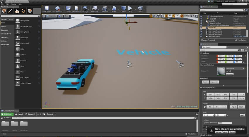 Unreal editor veh